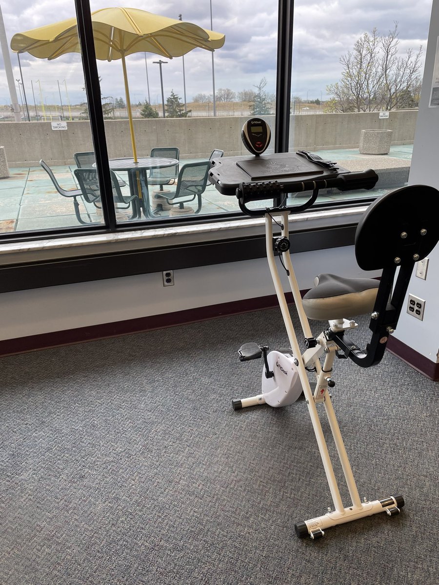 StClairLibrary's tweet photo. ☀️Today is a perfect day for a bicycle ride. Don’t have one? Head over to our libraries and hop on a fit desk. Take in the view and get a little studying done🚲 #WorldBicycleDay #readandride #libraryspaces https://t.co/kRRbwvNAdY