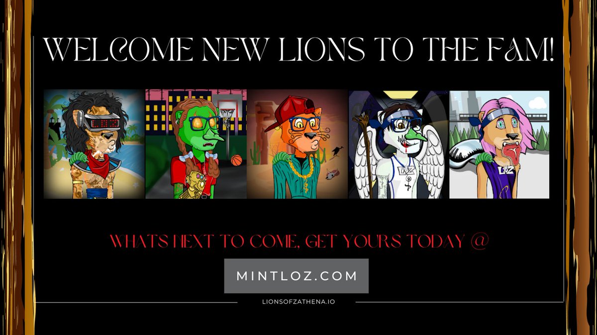 LIONSofZATHENA's tweet photo. Excited to welcome some new Lions to the #LOZNFT fam! So many great traits in this collection thanks to our amazing collaborative art team that worked hard to make it unique.

Saturday night dance party in the Lions Den is gonna be a ton of fun. Join the discord and vibe with us! https://t.co/tOlxdsGXEx