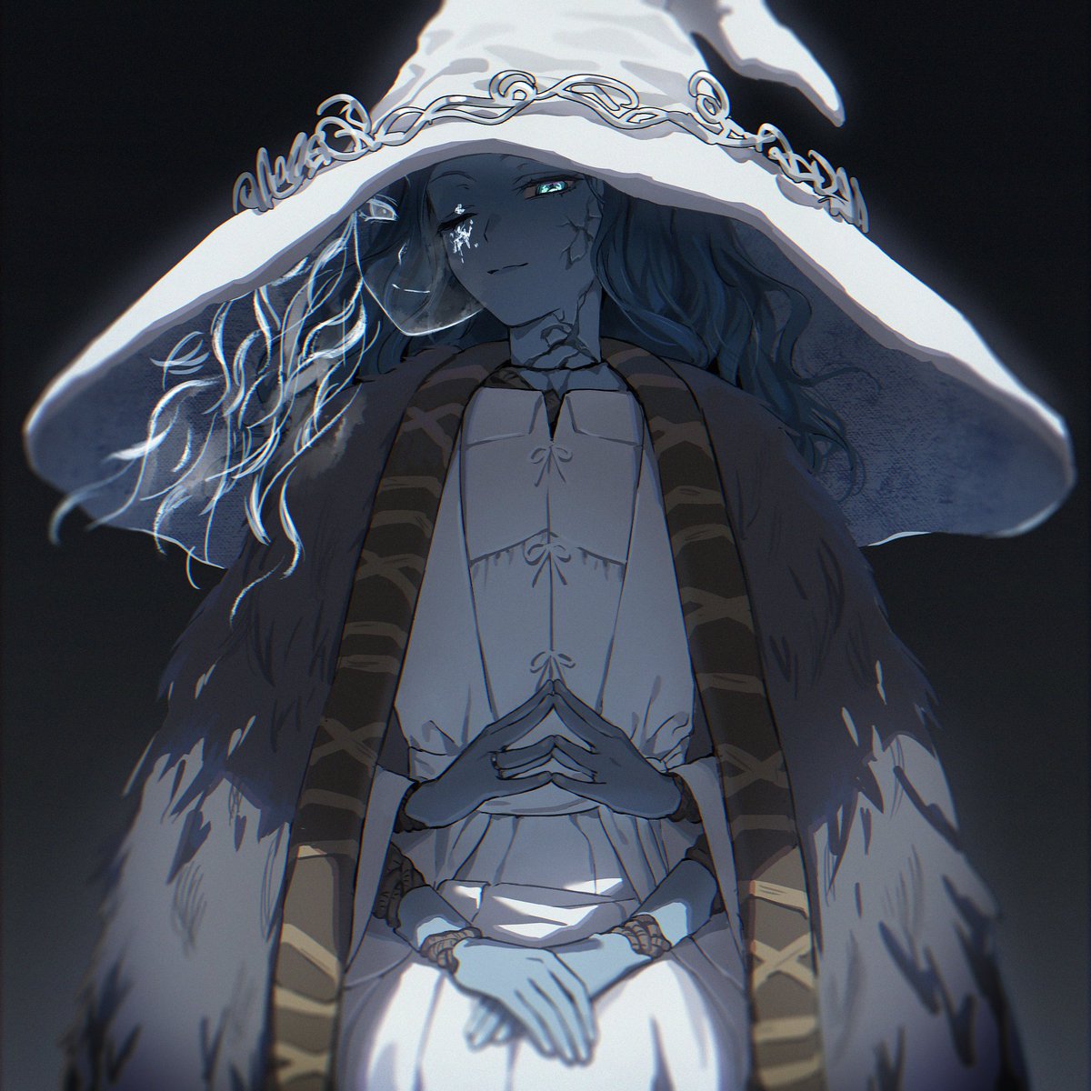 ranni the witch 1girl hat fur cloak solo witch hat extra arms cloak  illustration images