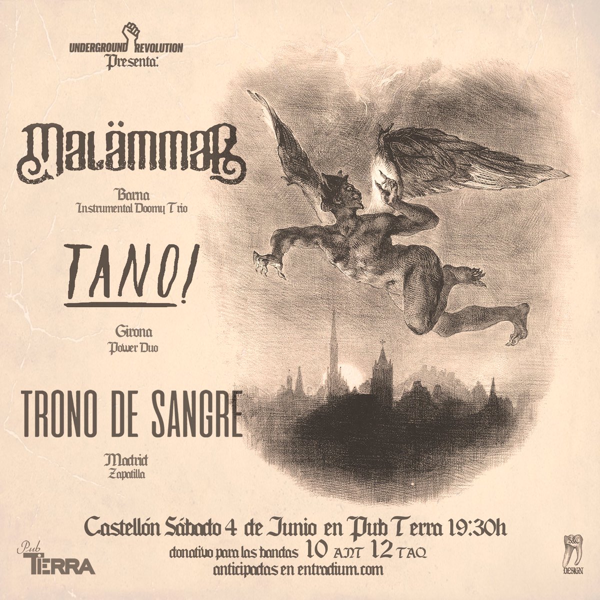Mañana sábado en #castellon 
Vente, pero ven pronto, que puertas es a las 19:30 y Trono abrimos a las 20:00. 
👟