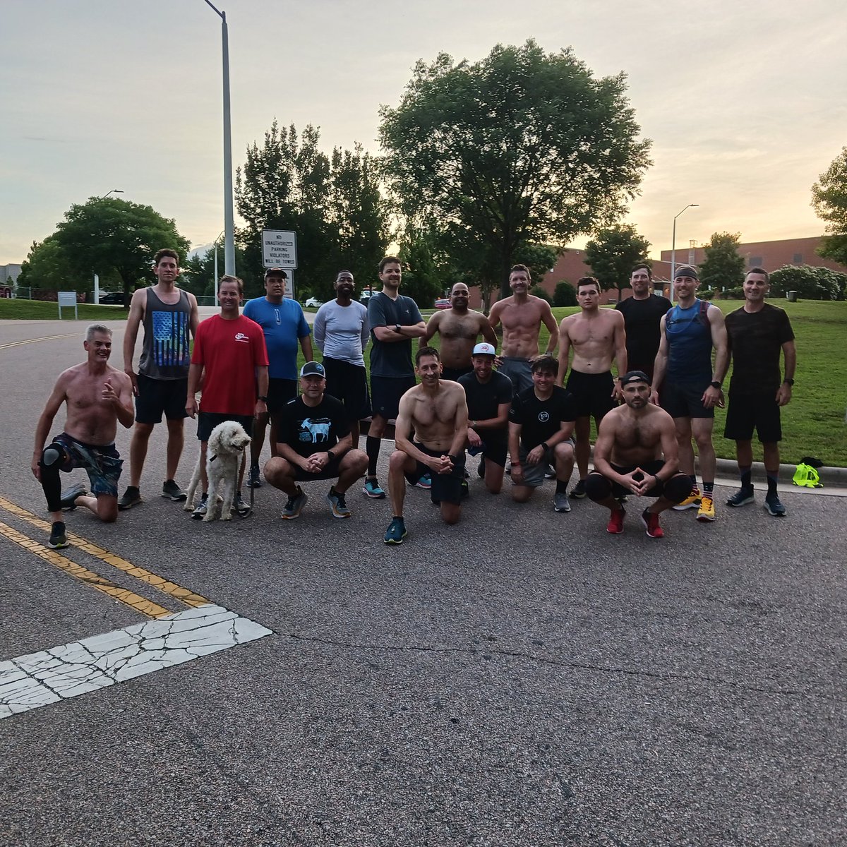 OchoChallenge's tweet photo. 18 pax at the pop up hill workout.  Double down Ocho Friday continues this afternoon at @F3TheArena .  1:45 warm up through @DixPark Celebrity appearance by @TheDesignSmith
and @SavageTarbuck . @F3Raleigh https://t.co/6MlsXPx5vf