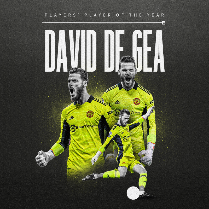 ManUtd's tweet photo. 🥁 The award for our 2021/22 Players' Player of the Year goes to...

1⃣ @D_DeGea! 👏

#MUFC