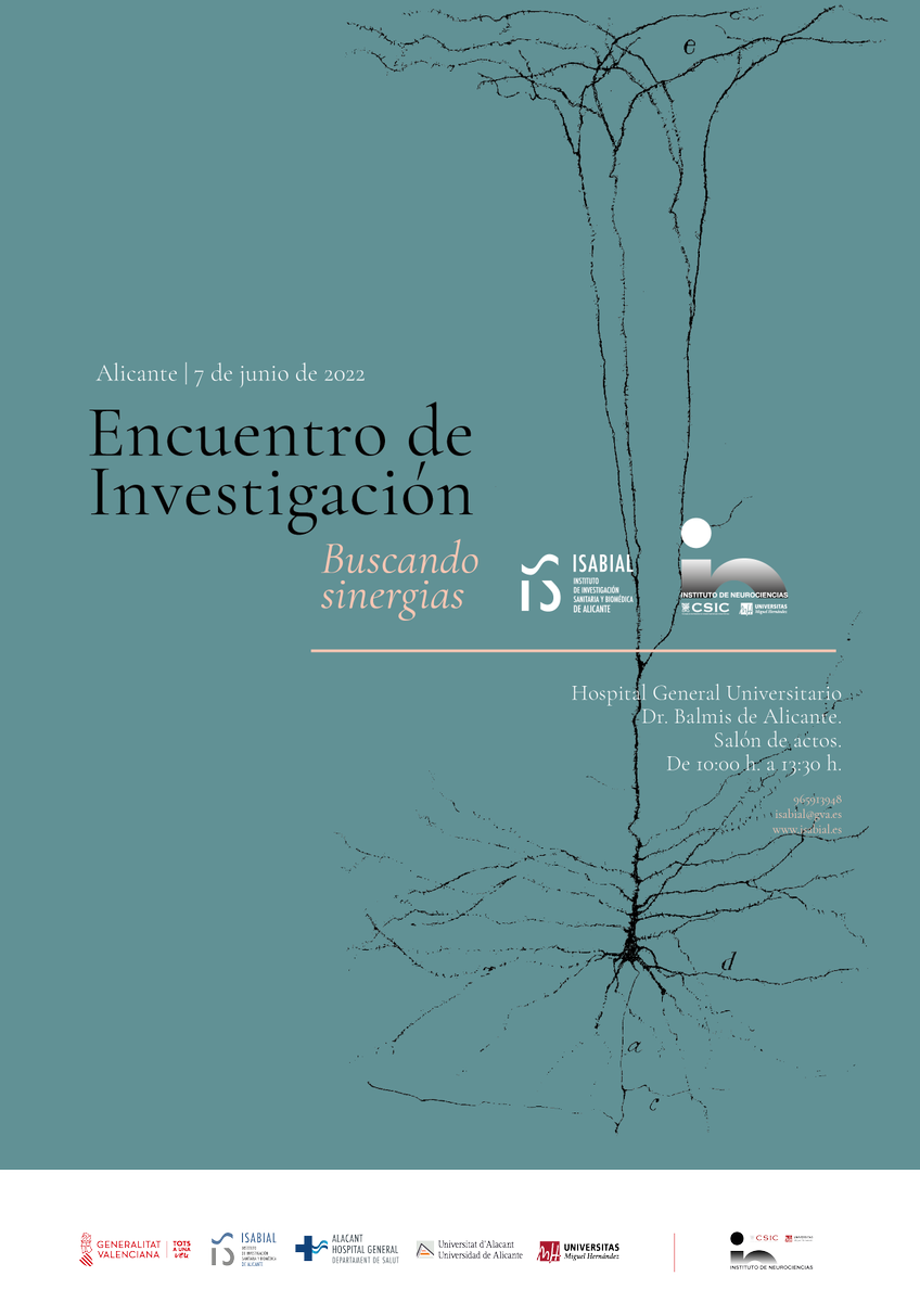isabial_iis's tweet photo. 🔬👩‍🔬👨‍🔬 @isabial_iis y @NeuroAlc organizan el 7 de junio, de 10 a 14 horas, un Encuentro de Investigación para crear sinergias en la comunidad científica en el @GVAsalualicante 

✍️ ¡Esperamos tu inscripción! 

👉 https://t.co/B9LIE72YSQ

#ISABIAL #INSTITUTODENEUROCIENCIAS https://t.co/Zcz1HBv8pt