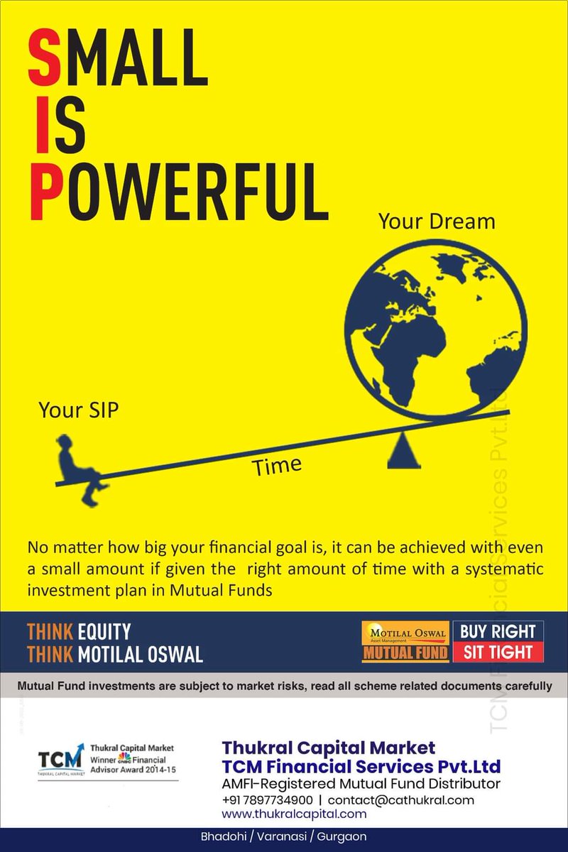TCM_Financial's tweet photo. Systematic Investment Plan (SIP) is an easy way to invest small amounts on a regular basis, to help grow your wealth over a long period of time.
-----------
To know more about SIP Investment :-
Contact us at : +91-7897734900

#sip #investment #help #grow #Your #wealth #starttoday https://t.co/kTCqCFBhU3