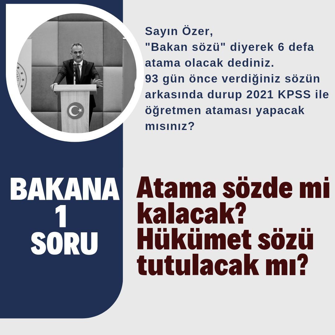 Susarak spekülasyonlara son verilmiyor <a href="/tcmeb/">Millî Eğitim Bakanlığı</a> 93 gün önce verilen söz kısa "sürede bekletmeden açıklanacak" denilmesine rağmen neden hala yerine getirilmedi 🤔
<a href="/RTErdogan/">Recep Tayyip Erdoğan</a>
#BakanOzereTekSoru
