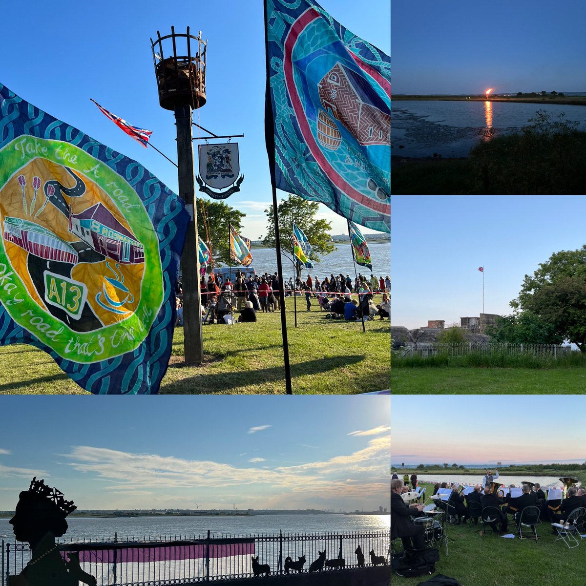 KazJWheeler's tweet photo. Fantastic community-led beacon lighting events for Her Majesty’s Platinum Jubilee in Purfleet-on-Thames @PurfleetCF and Coalhouse Fort Park in Thurrock yesterday ☀️🇬🇧🎉 https://t.co/1m5tlZoetF