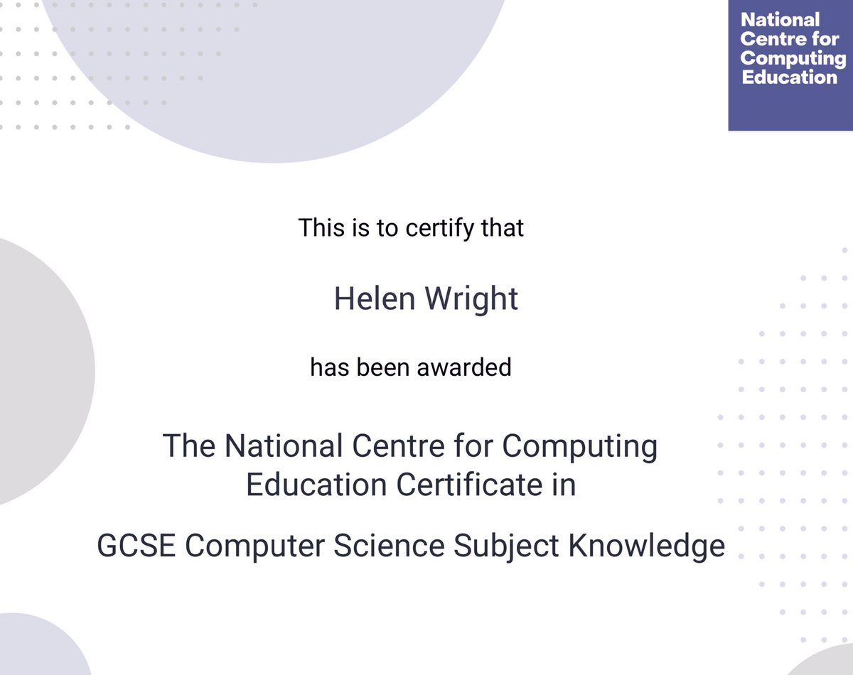 Completed the CSA test after following the well provisioned remote CPD resources suggested by Chris  <a href="/NcceHubYork/">NCCE Computing Hub York</a>  and Helen <a href="/WeAreComputing/">National Centre for Computing Education</a> and some amazing face to face organised by <a href="/Activ8Thinking/">Carl Simmons</a> at Edge hill. 😃 Thank you for all your support.