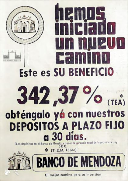 MendozAntigua's tweet photo. Depósito a Plazo Fijo. Banco de Mendoza. 342,37% (TEA) Tasa Efectiva Anual. (Abril 1984)

https://t.co/WK0a8wDByw https://t.co/LHVRnOcBht