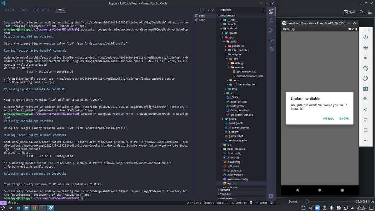 Dzun_N's tweet image. yaaa not really bad
React Native Code Push 
#reactjs #reactnative #codepush #appcenter