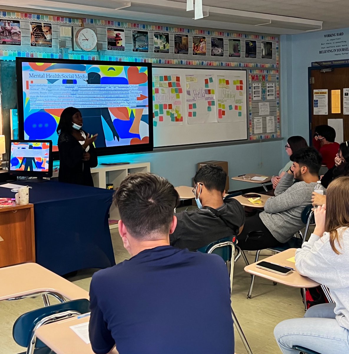 Ms_McLoughlin's tweet photo. Capstone Presentations, day 1! George tackled how leadership plays a significant role in our society. Esther spoke about mental health &amp; the need to improve resources.👏🏼👏🏼 So proud!#wagnerfalcons #seniorcapstoneproject #leadership #mentalhealth #wagner22 #elevated31 @sewfalcons https://t.co/Jm4FhkNeGJ