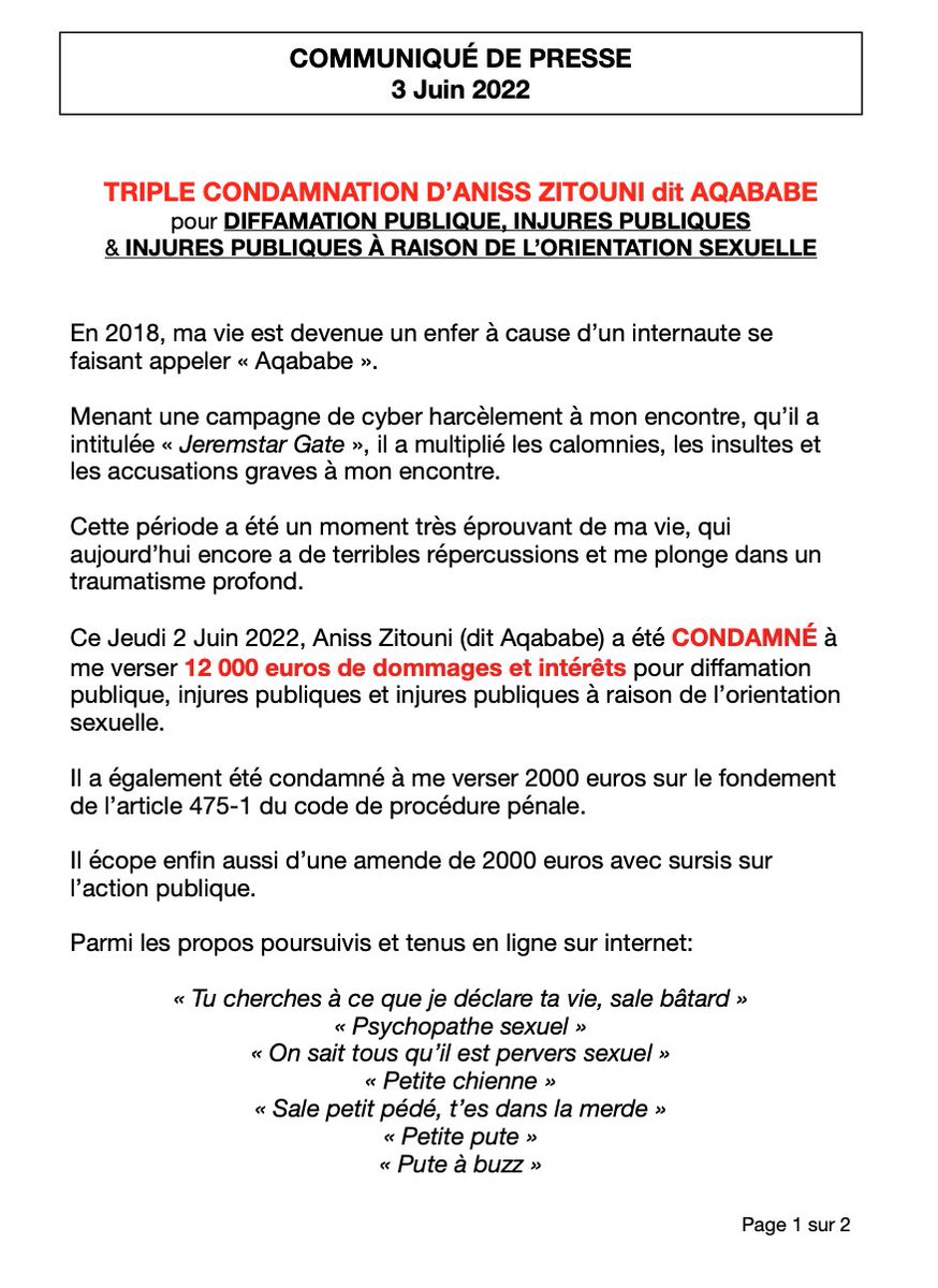 jeremstar's tweet photo. @purepeople La justice des réseaux sociaux est cruelle et immédiate. Celle des tribunaux est lente mais juste. Fier de ne rien avoir lâché. https://t.co/T8o7UPjG4b