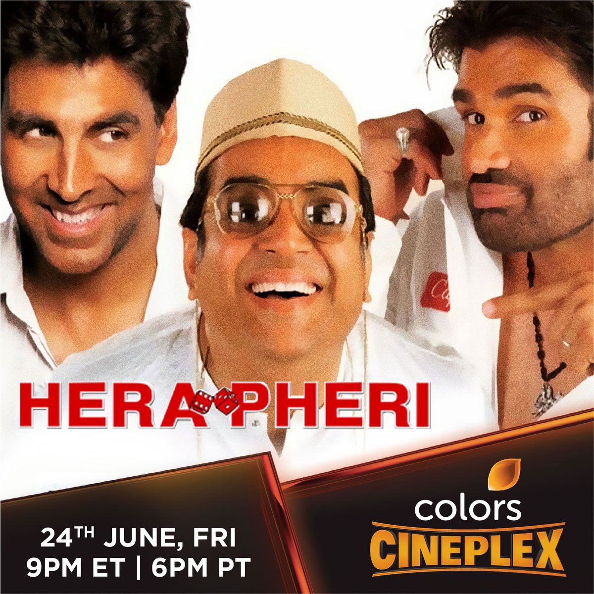 One of the most successful comedies Hera Pheri is all set to grace your screens. Tune in tonight at 9 PM ET / 6 PM PT
on #ColorsCineplexUSA.