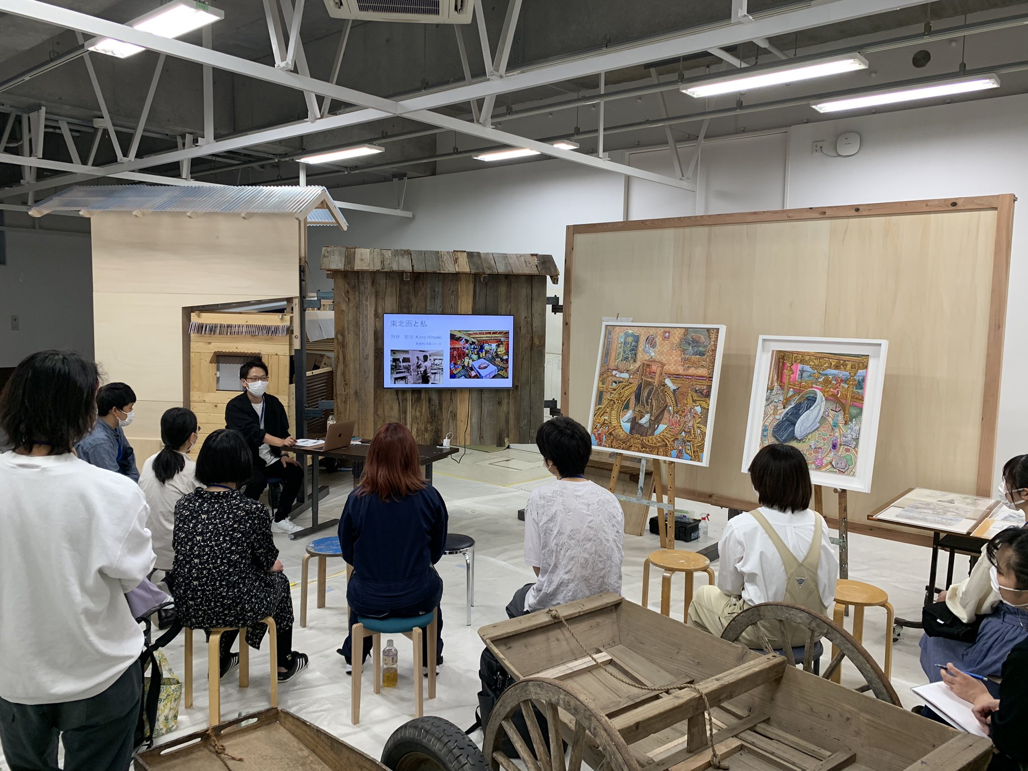 東北画は可能か 山形出身の狩野さんがイタリア 奈良でこれまで描いてきた東北画をモチーフに西洋絵画と山形の融合の可能性を語っていただきました 今後の共同制作において多くのインスピレーションをもらう時間でした 狩野宏明さん これからよろしく