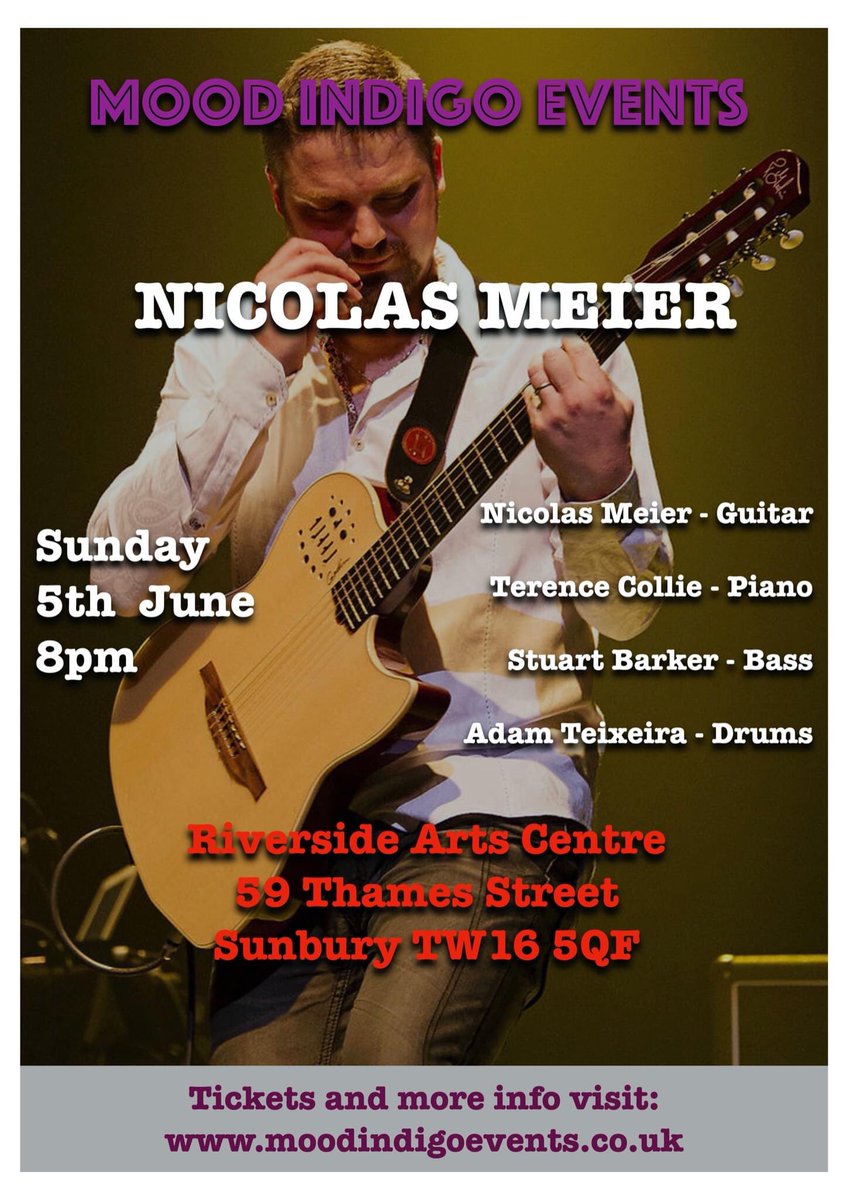 janetsjazz's tweet photo. Looking forward to finishing the long weekend with some great jazz! @MoodIndigoEvent #NicolasMeier @tecjazz #StuartBarker @texturesounds @sunburymatters @whatsoninsurrey #guitar #piano #bass #drums #jazzquartet @jazzlondonlive @LondonJazz #Riverside @getsurreylive https://t.co/5dtPYhwviA