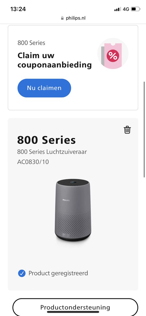 hoilisa's tweet photo. @PhilipsNL Hi Otto, ik kreeg een popup op de website dat als je je product registreert, je 20% korting krijgt. Ik heb mij luchtzuiveraar geregistreerd, want ik wil een nieuw filter kopen. Zie foto voor preduct en coupon knop. https://t.co/mdW4h0QFfp