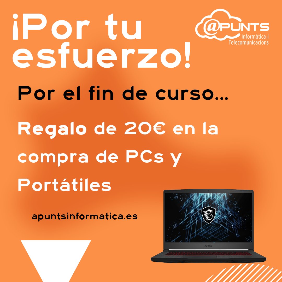 GrupApunts's tweet photo. 🐙¡Enhorabuena por terminar el curso! 

En GrupApunts tenemos una rebaja de 20€ en nuestros ordenadores.

⚠️OFERTA VALIDA SOLO PARA ESTUDIANTES del 1 al 30 de Junio de 2022

👉Puedes encontrarlos en: https://t.co/qG9qXIJJ2g

#apunts #descuento #findecurso #ordenador #informatica https://t.co/pTFGitfg9r