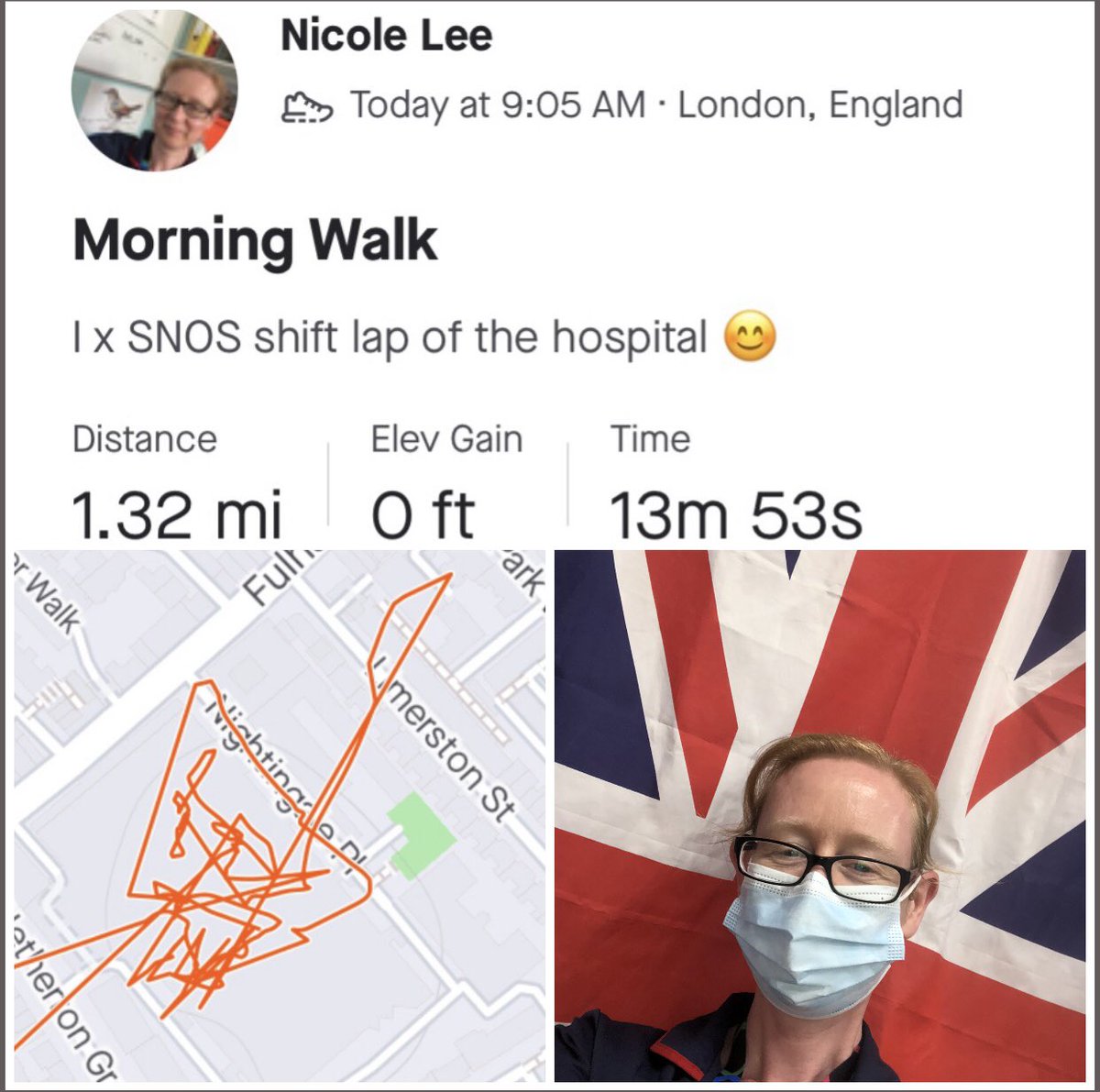 Burns team @ChelwestFT have taken on Active June team challenge with some healthy mileage on Strava #activeburnMDT competitive sides showing on day 3 of the challenge 😂 decided to log a Senior nurse on Site Shift this morning didn’t expect the results 🥱😝@chelseaBNU