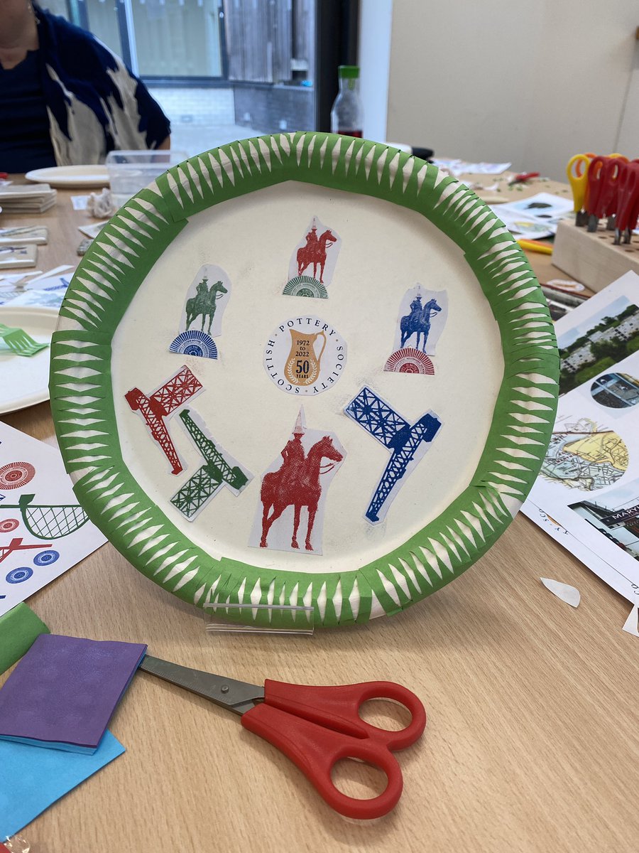 RuthImpey's tweet photo. Scottish Industrial Pottery plate workshop @maryhill_halls celebrating another jubilee… 🥳
Exhibition opens July. All welcome 🤗 
#50pots
@PotterySociety 
@LouiseNolanWork 
@scottishcanals https://t.co/pFbvf9pegi