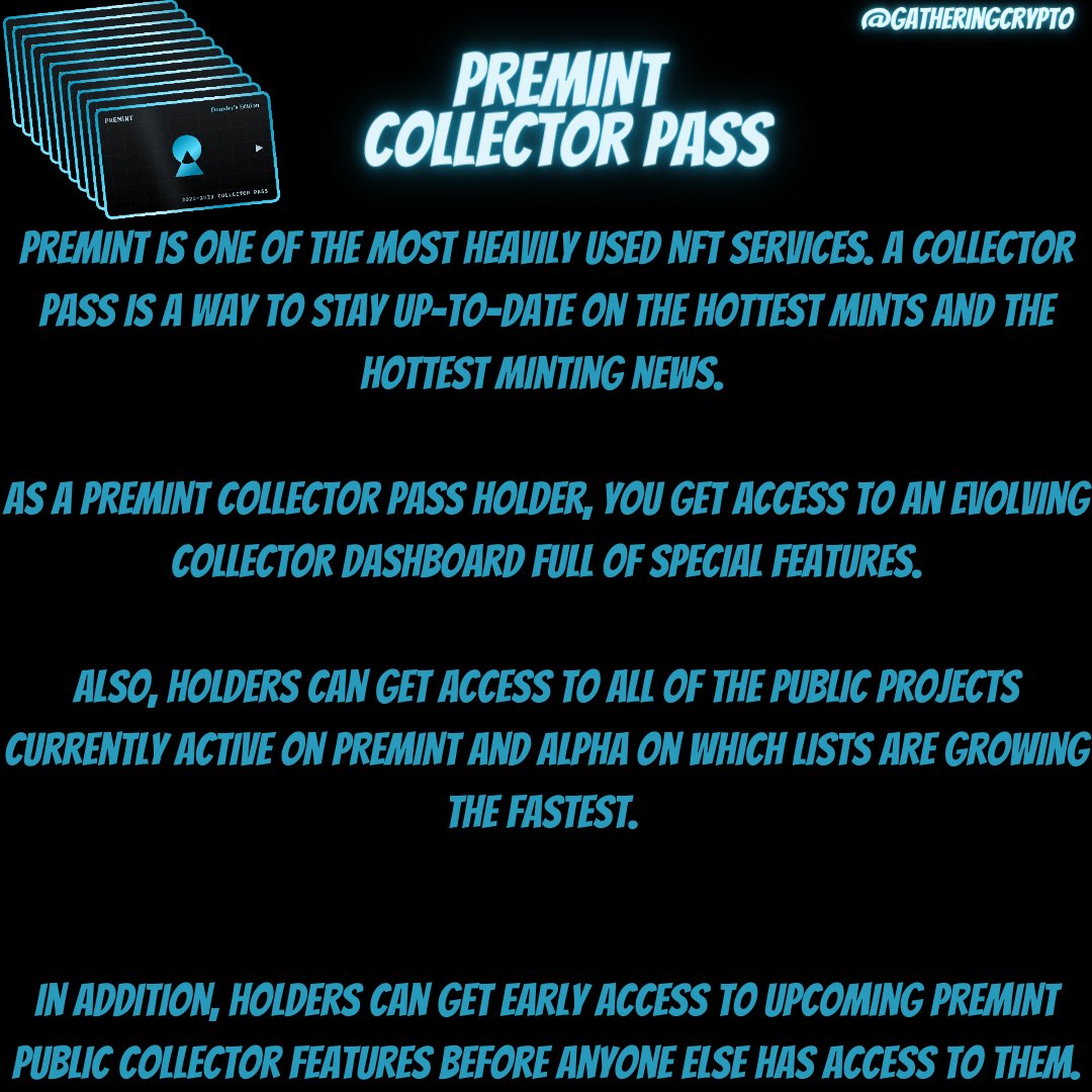 Gatheringcrypt2's tweet image. Everyone knows that #NFTs are a #hottopic in the blockchain world. But what are #PassNFT exactly, and why have they become so popular? Well, it turns out there is quite a lot of #hype surrounding them at the moment. Lets look at #premint 
#cryptocurrency #RHODubai #trading #NFT