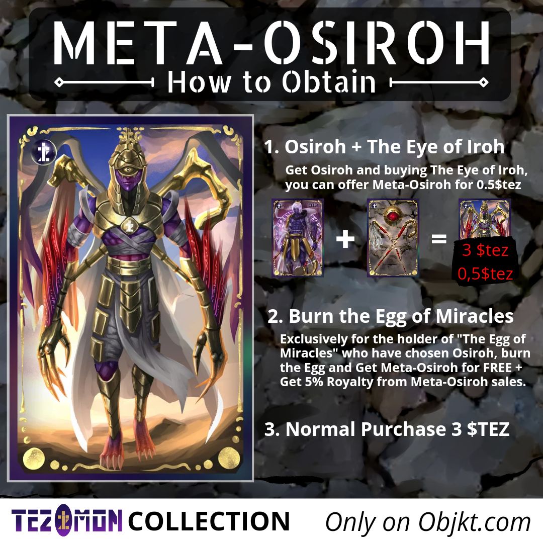 terataiapi's tweet photo. META EVOLUTION PHASE STARTED!
META-OSIROH APPEARED!

The Eye of Iroh
🍀 10 Eds - 1 tez

META-OSIROH
🍀 10/25 Eds - 3 tez

https://t.co/NLdvxljjVO

Get Meta-Osiroh for 0,5 tez by buying Osiroh + The Eye of Iroh

Tezomon , 2022
@suma_story &amp; @megane_huntaa 

#tezomon #NFTCollection https://t.co/gRX0x2Tgsr