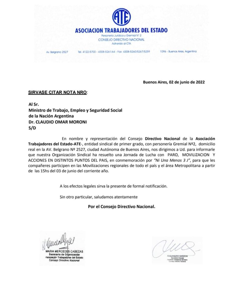 Secretaría Gremial ATE tweet media