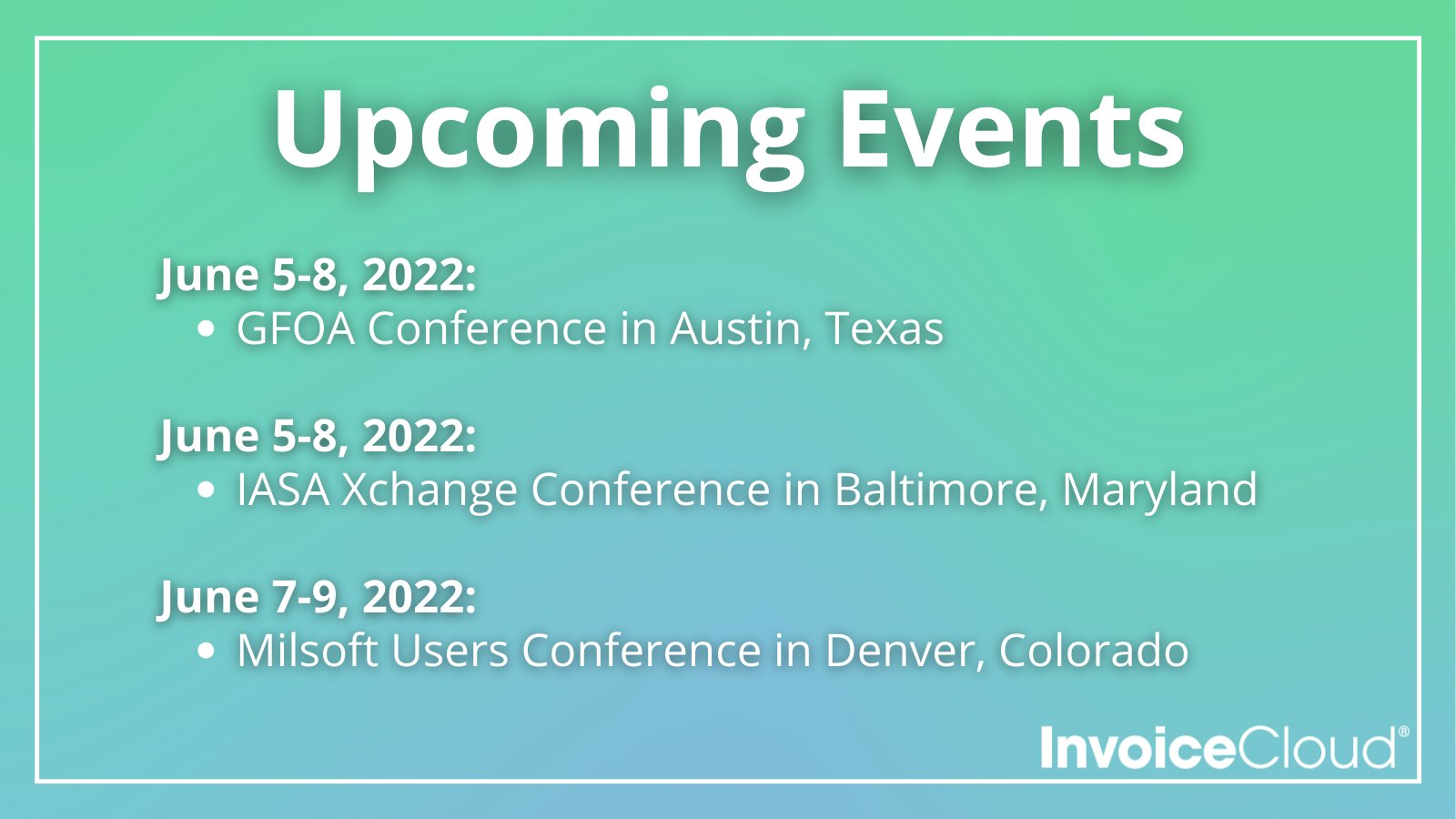 InvoiceCloud on Twitter "InvoiceCloud will be at two conferences this