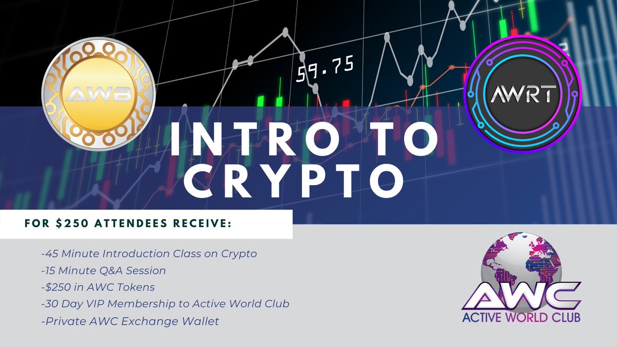 Looking to learn more about crypto? Sign up today for our "Intro to Crypto" course by clicking the link below:

activeworldclub.com/intro/

$AWB $AWRT #Crypto #CryptoNews #CryptoLearning #cryptoeducation #CryptoClub #VCmeetsCryptoLifestyle #ClubLife
