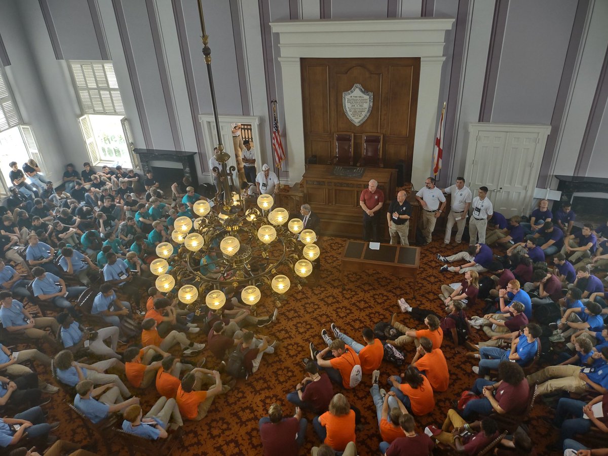 After 14 years, Alabama Boys State has returned to the Capitol! Speaker of the House, Rep. Mac McCutcheon addresses the delegates in the historic original House Chamber of the state of Alabama. #albs22 #americanlegion