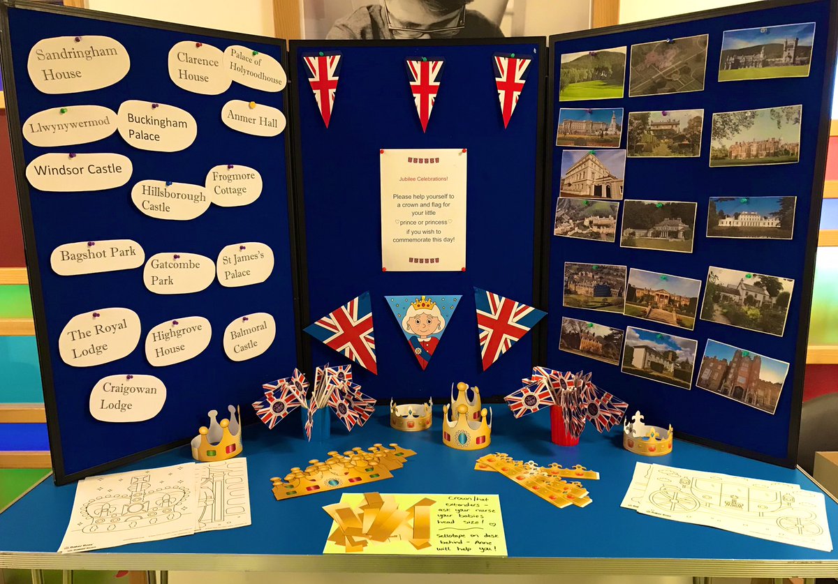 nurse_herbert's tweet photo. Celebrating the Jubilee @SotonChildHosp NNU. Crowns and flags for the babies, a quiz for the parents, colouring for siblings  and cake of course for the staff! 🇬🇧
#platiniumjubilee https://t.co/j4cSLMIyUV