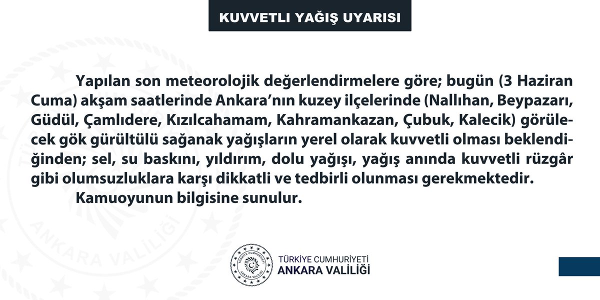 AnkaraValiligi's tweet photo. Kuvvetli Yağış Uyarısı!
https://t.co/jrNfZpyULo https://t.co/J0qbMJ8FOj