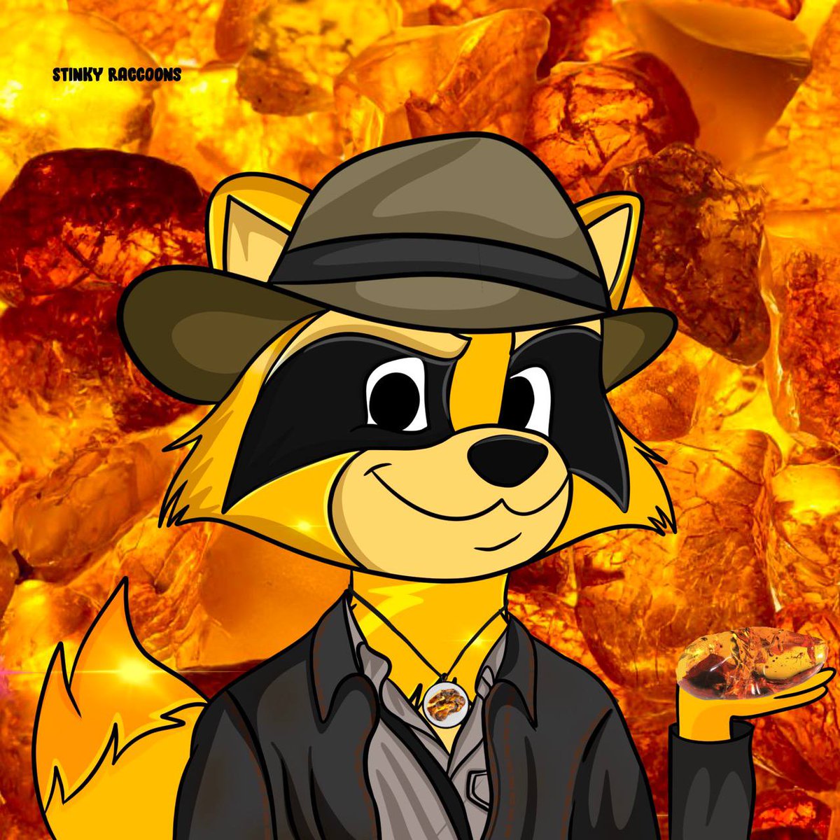 Look at this beautiful 1/1  Raccoon Amber Hunter ! 

Our friends from @StinkyRaccoons are giving away 15 WL to the Amber community ! 

Retweet, Tag 3 friends under this post, and follow @StinkyRaccoons and <a href="/AmberDAO_/">AmberDAO</a> to earn your spot ! 

#NFT #WL $SCRT #Amber #airdrops #IBCGang