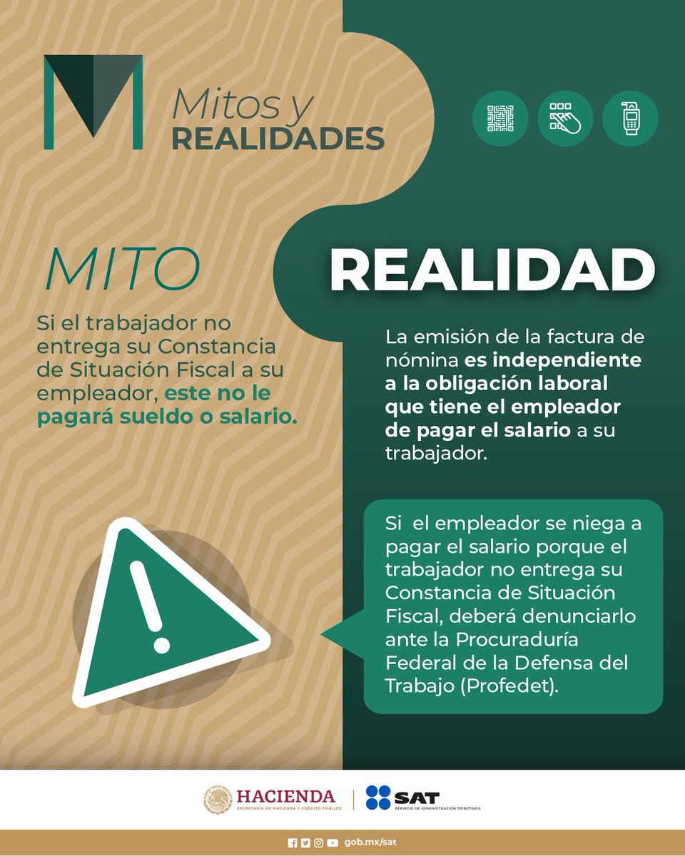 SATMX's tweet photo. #MitosYRealidades de la Constancia de Situación Fiscal. Para más información, consulta el video tutorial aquí: https://t.co/9GsWYUPEbr https://t.co/vwHSVst5Kq