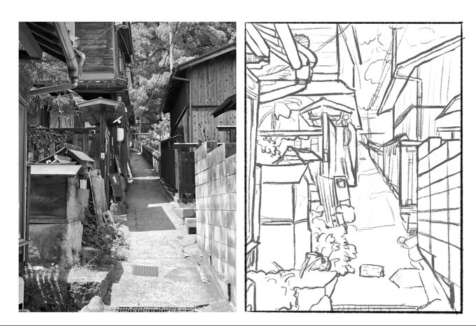 背景スケッチ……難しい……!!!
写真は尾道に行った時の。 