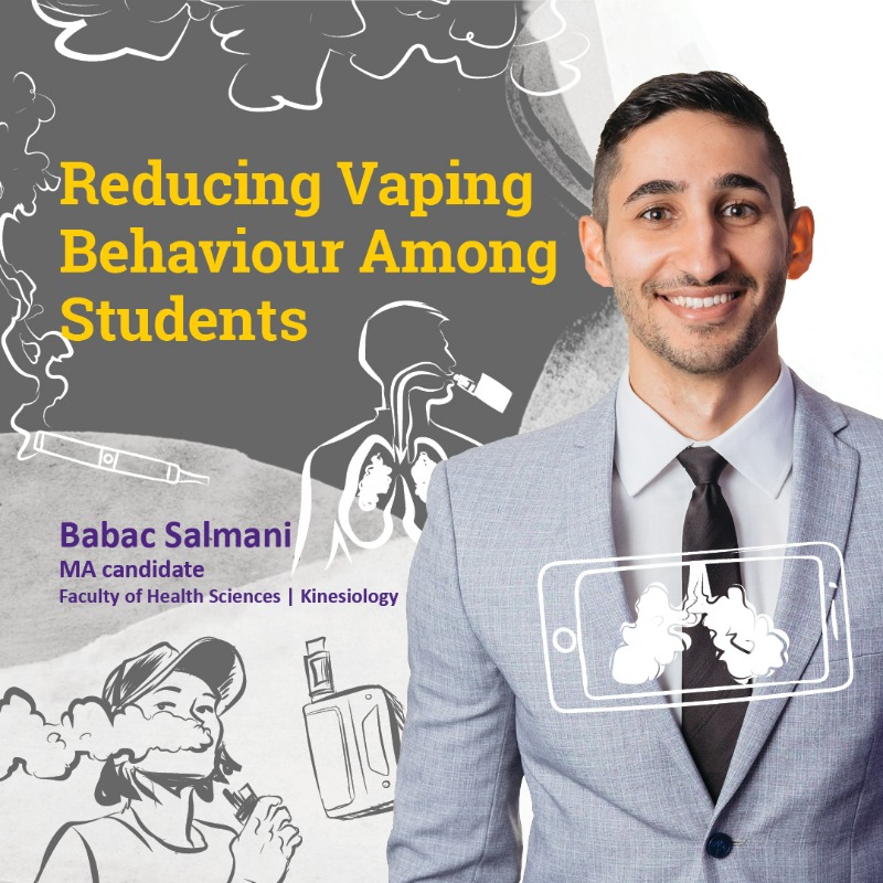 WesternU's tweet photo. In Canada, the highest rate of those trying vaping is among 18-24-year-olds. Read about Babac Salmani's research, which aims to uncover effective ways to reduce vaping among students.

Inspiring Minds showcases graduate research from #WesternU. @westernuFHS @vprwesternu