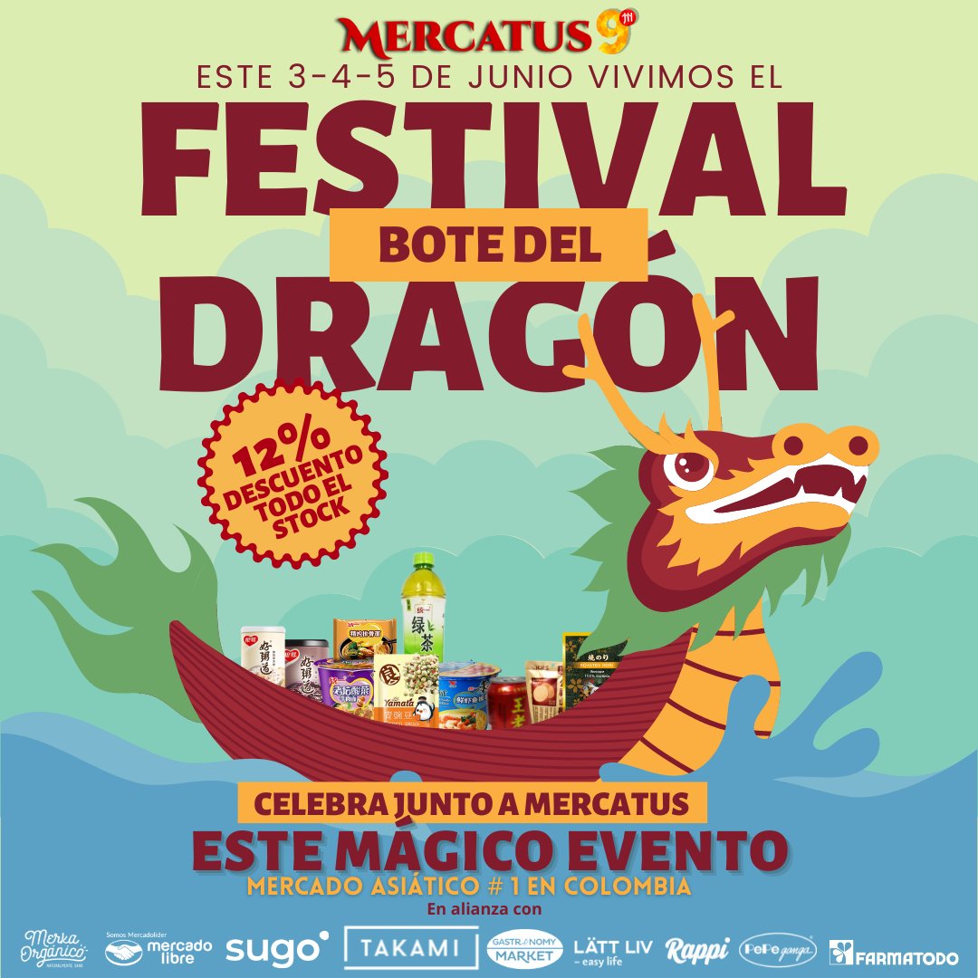mercatus9's tweet photo. 🐉🚣Llega el festival del bote de Dragón🐉🚣
Esté 3 4 y 5 de junio celebramos está festividad oriental al mejor estilo Mercatus🌟

Disfruta de🚨🚨 TODO🚨🚨 nuestro stock con un🌟 1️⃣2️⃣%🌟 de descuento

Disfruta de todos nuestros productos al mejor precio🐉 https://t.co/tlKGkeGSzF