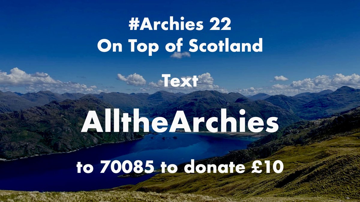 On Saturday 4 June we aim to have people on the summit of all 130 Archies - mountains in Scotland over 1000m. 

Follow their progress here as we fundraise for children's healthcare!

bit.ly/3QaHpjc
#Archies22