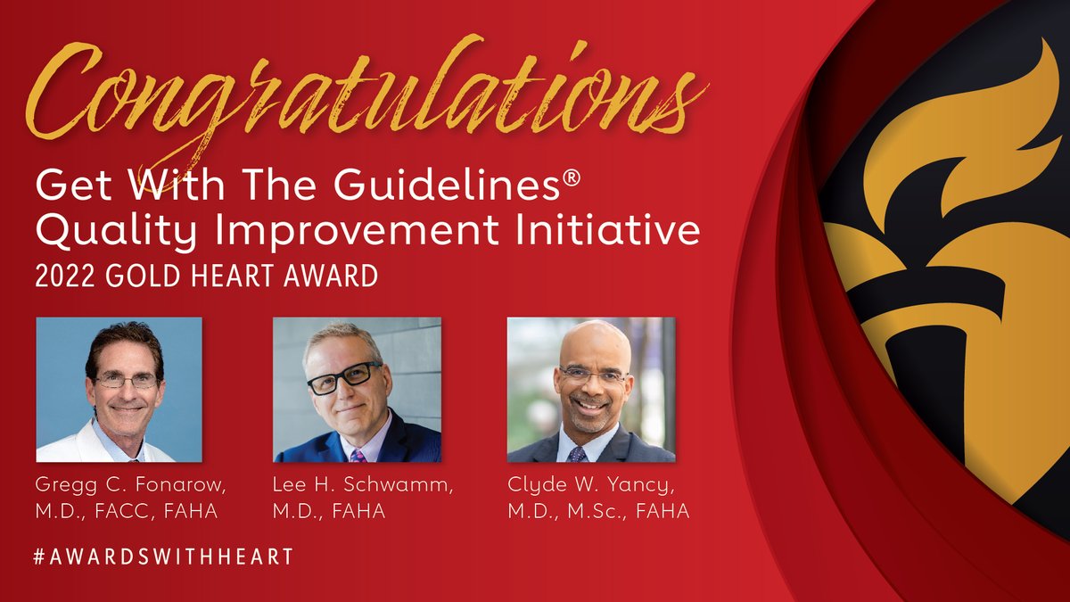 2022 Gold Heart Award honorees @braindoc_mgh @nmhheartdoc &amp; <a href="/gcfmd/">Gregg Fonarow MD</a> have touched millions of lives as the brain trust behind AHA’s Get With The Guidelines® hospital-based quality improvement program. #AwardsWithHeart Read their story: spr.ly/6017znKWH