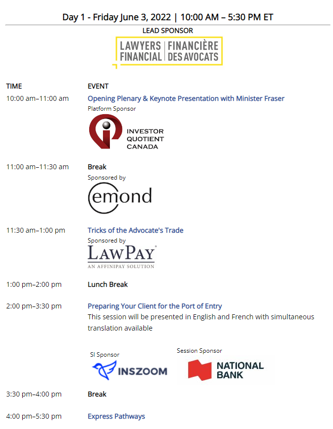 And we're off! It's Day 1 of the 2022 CBA Immigration Law Conference. Thank you to all of our speakers for your time and expertise, and we look forward to seeing attendees in-person in Vancouver for the last two sessions! #cdnimm