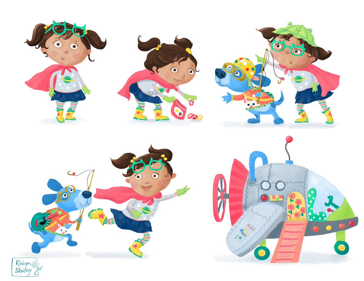 rskaley's tweet photo. A character sheet of Florencia & Toot, created during @artthatsells Character Bootcamp. #kidlitart #kidlit #characterdesign #ChildrensBooks #picturebook #matsbootcamp https://t.co/kBkOJxI8oN