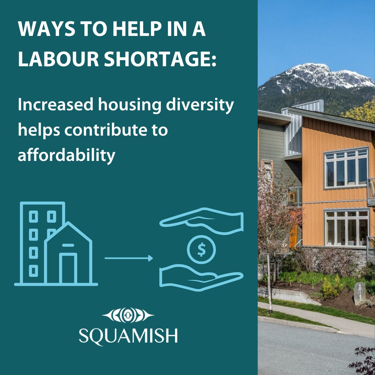 Squamishtown's tweet photo. The District of #Squamish is facing a significant labour shortage due to housing affordability. Want to know one of the ways we're working to support local business owners? Have a look 👇

Read more: https://t.co/jGQyayG73w
#OurSquamishFuture https://t.co/maoSo9SPk0