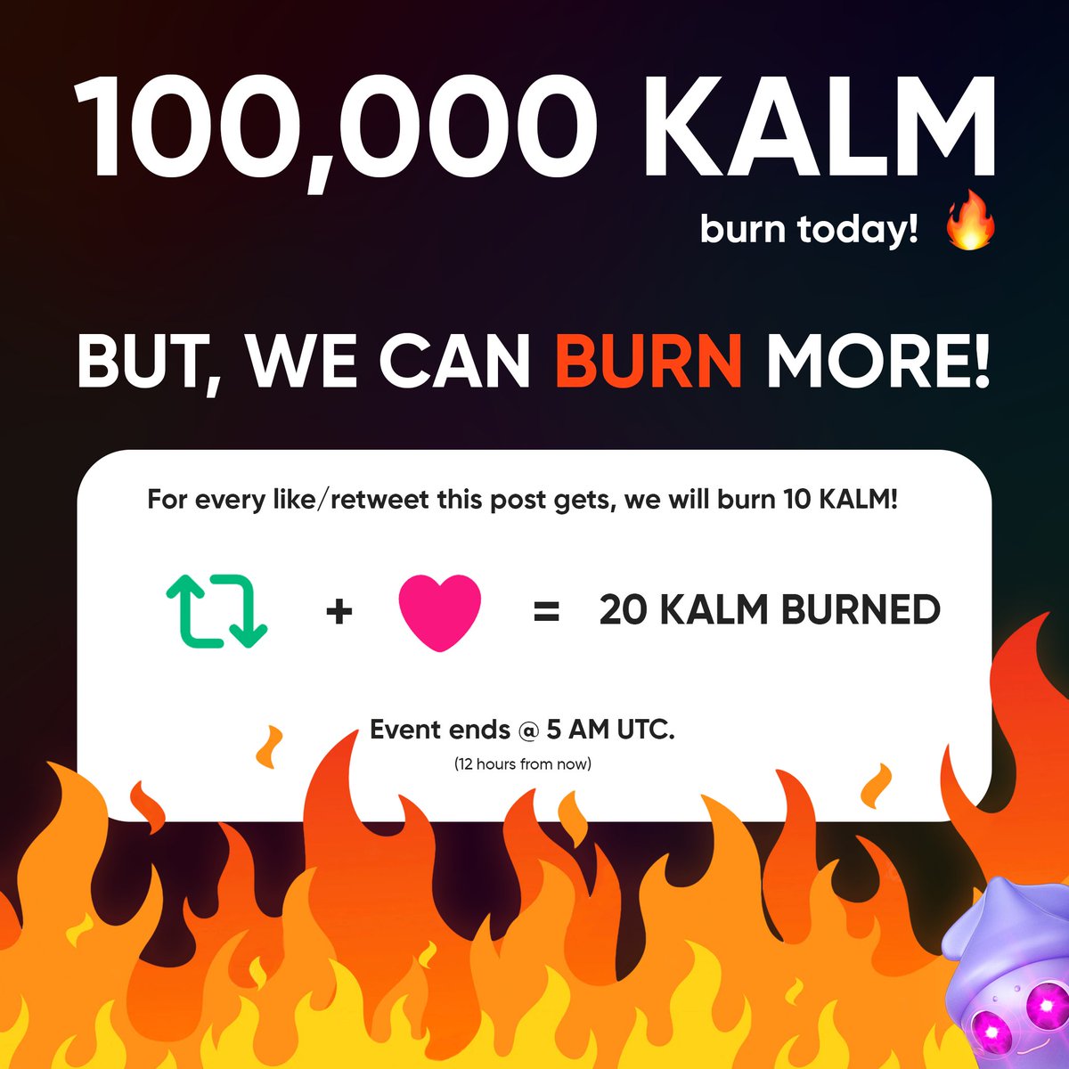 KalmyAPP's tweet photo. This is @mark_viils, I stole the Twitter keys from @MrKalmari

You know we are burning 100,000 $KALM today, but I want to make it more

For every like/retweet this posts gets, we will burn 10 $KALM. 🔥

☢️ 10,000 likes = 100,000 $KALM burned ☢️

You have 12 hours ⏰ https://t.co/ltpxR93lnD