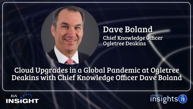 BAinsight's tweet photo. Listen to our newest #podcast featuring @dbboland, Chief Knowledge Officer at @OgletreeDeakins. Dave discusses their award-winning #intranet project which included replacing their pre-existing #EnterpriseSearch tool and integrating the firm’s key enterprise systems. https://t.co/k6sqXn6PMs