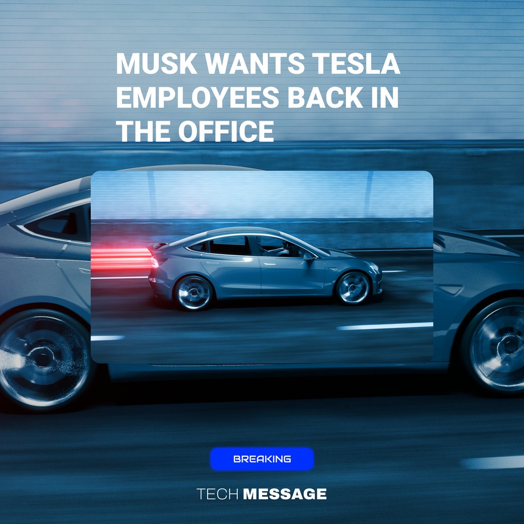 techmessageco's tweet image. When Musk was asked for an additional comment on his decision to require Tesla employees to work 40 hours per week in the office he responded with “They should pretend to work somewhere else”