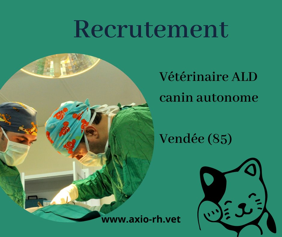 RhAxio's tweet image. 𝐑𝐞𝐜𝐫𝐮𝐭𝐞𝐦𝐞𝐧𝐭 𝐞𝐧 𝐕𝐞𝐧𝐝𝐞́𝐞 (𝟖𝟓) - 𝐂𝐨̂𝐭𝐞 𝐀𝐭𝐥𝐚𝐧𝐭𝐢𝐪𝐮𝐞 !  
Vétérinaire canin autonome
5 ans d'expérience en chirurgie exigée. 
Clinique située à 40 minutes de la Roche-sur-Yon
Consultez notre offre complète ici : bit.ly/3pSb9pW
A très bientôt