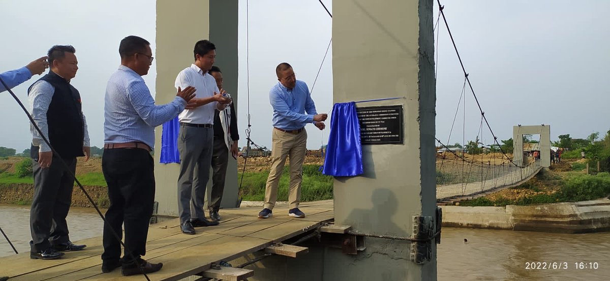 HimatoZ's tweet photo. Newly inaugurated #hangingbridge over #Chathe at #Chumoukedima will be a lifeline for the locals, particularly the business community and school children. https://t.co/w8pxbiWr3M
