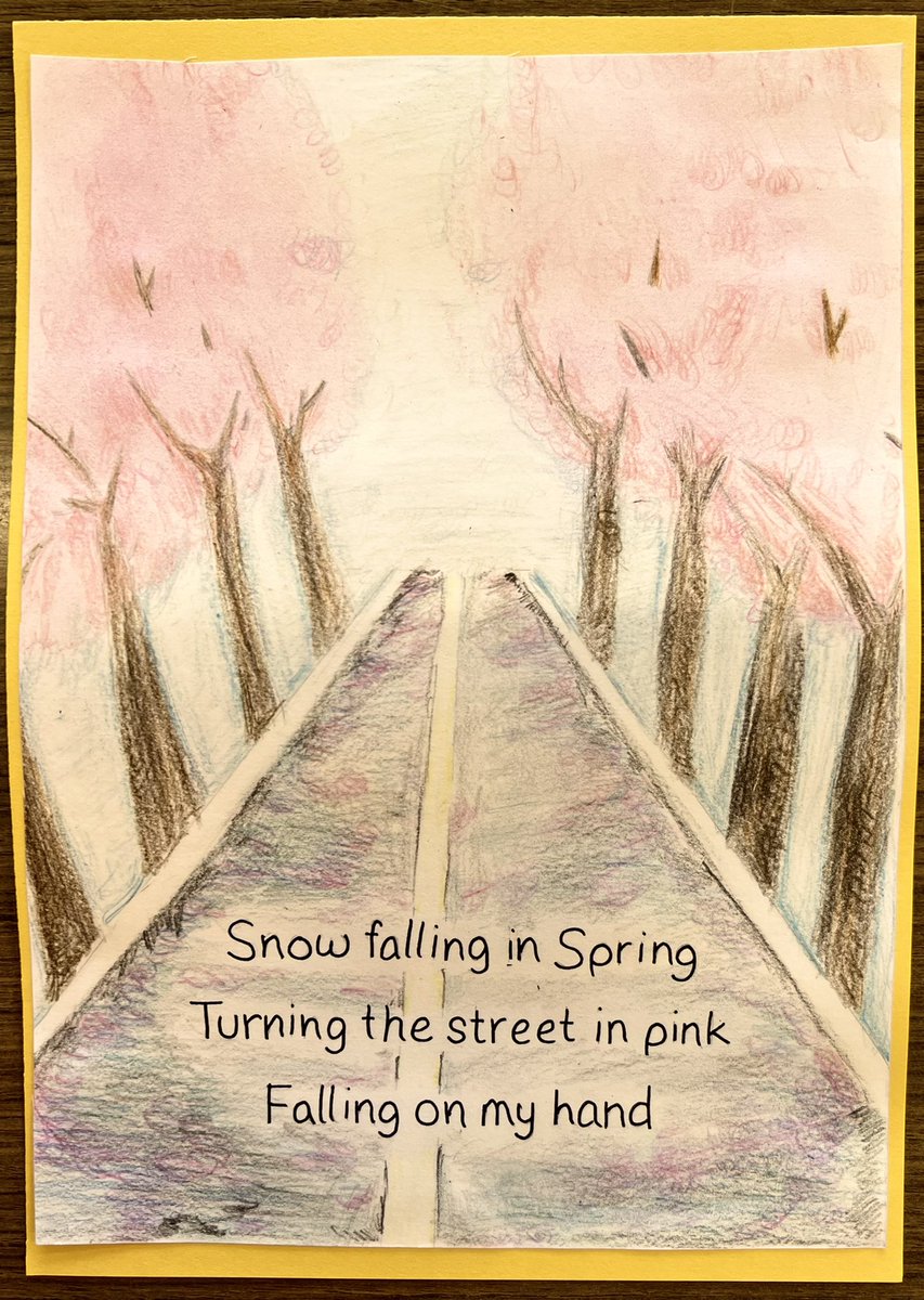 dmvelliaris's tweet photo. Grade 6 haiku… #haiku #haikuchallenge #poetry #poetrycommunity #lited #engchat #Literature #literacy #Japanese #amwriting #WritingCommunity #education #artwork #spring https://t.co/gkSNKrXS1Y