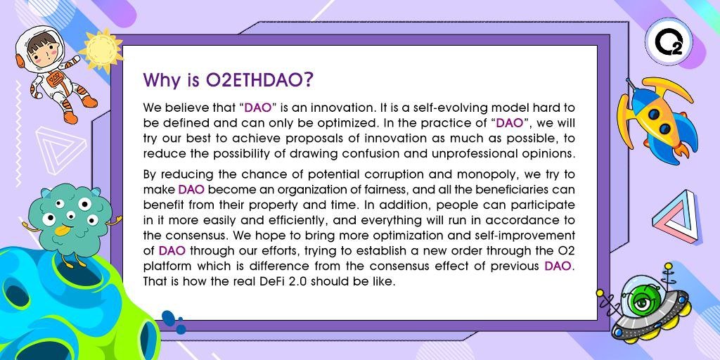 🥰What we think about DAO #O2ETHDao

👉We hope to bring more optimization and self-improvement to DAO through our efforts.

👉Try to establish a new order through the O2 platform which is different from the consensus effect of previous DAO. 

#Dao #Crypto
