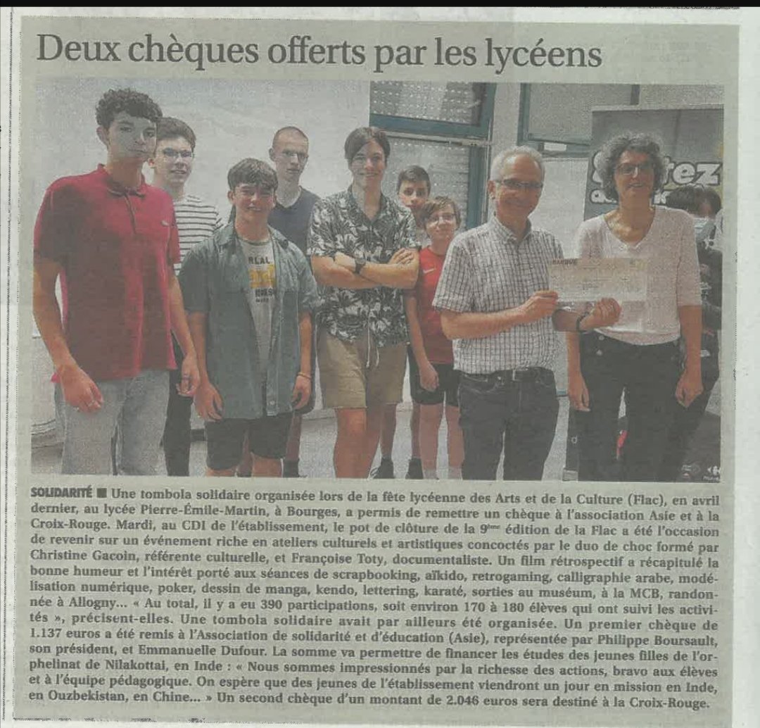 CDIPEM's tweet photo. Merci au Berry Republicain pour l'article ci dessous et encore merci à toutes les personnes qui ont rendu ces collectes possibles. https://t.co/oUW1biUNG7