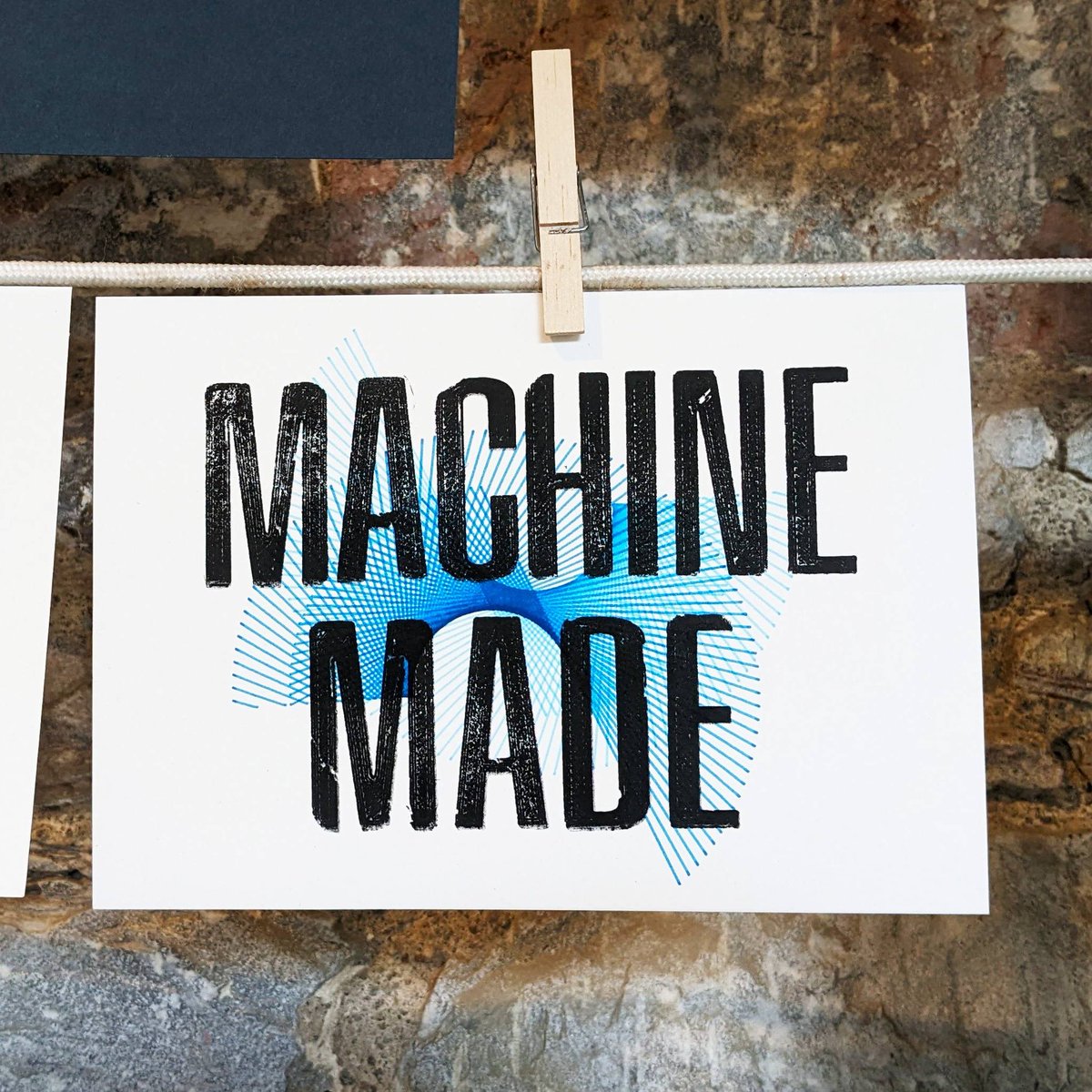 HolmesyLogic's tweet photo. Machine-Made - a generative image, plotted by a robot, with letterpress from 3D printed type, and printed using 3D printed tools.

Yet with all that tech, the print still isn't "perfect" - there are still variables that make each unique, even in an age of mechanical reproduction. https://t.co/rOiQ0EXJHO