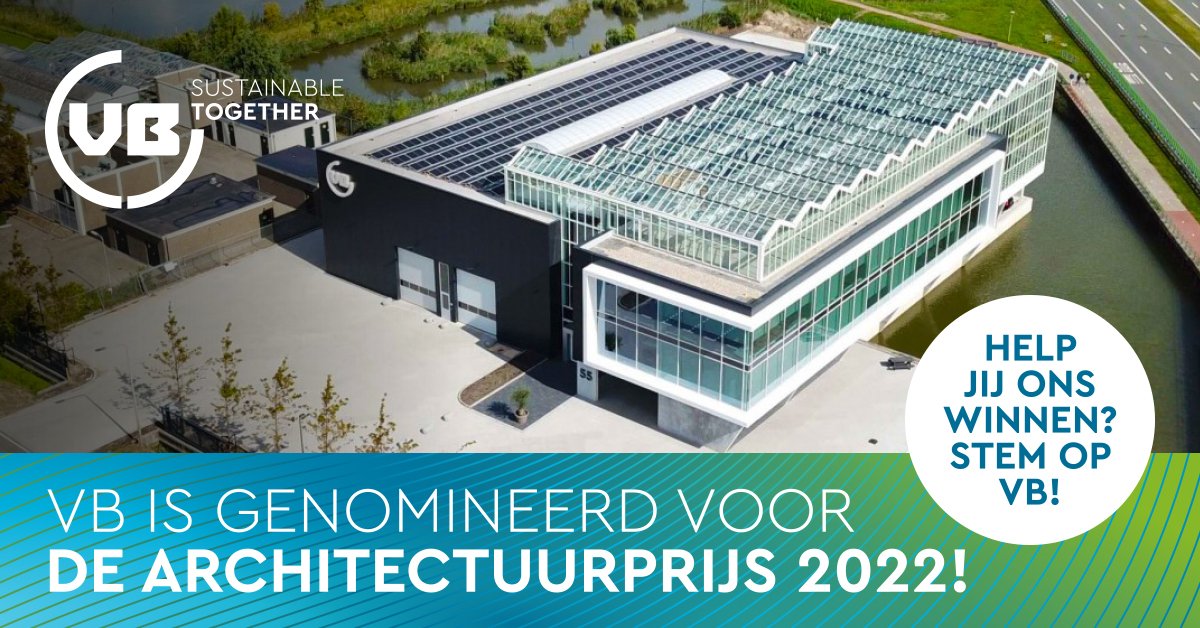 Publieksprijs
Het pand van <a href="/vb_group/">VB</a> is genomineerd voor de Adriaan Dessing Prijs 2022, de Westlandse Architectuurprijs. 
Er kan nu gestemd worden voor de publieksprijs. Stemmen kan eenvoudig via de website: adriaandessingprijs.com
#trotsebouwer #stemmen